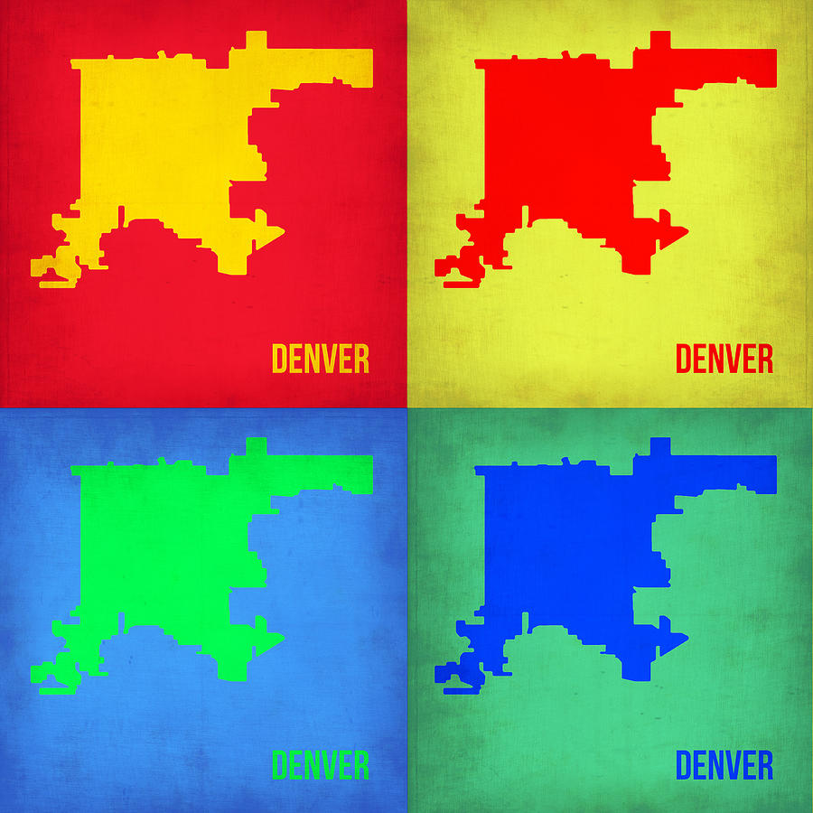 Denver Map Painting - Denver Pop Art Map 1 by Naxart Studio