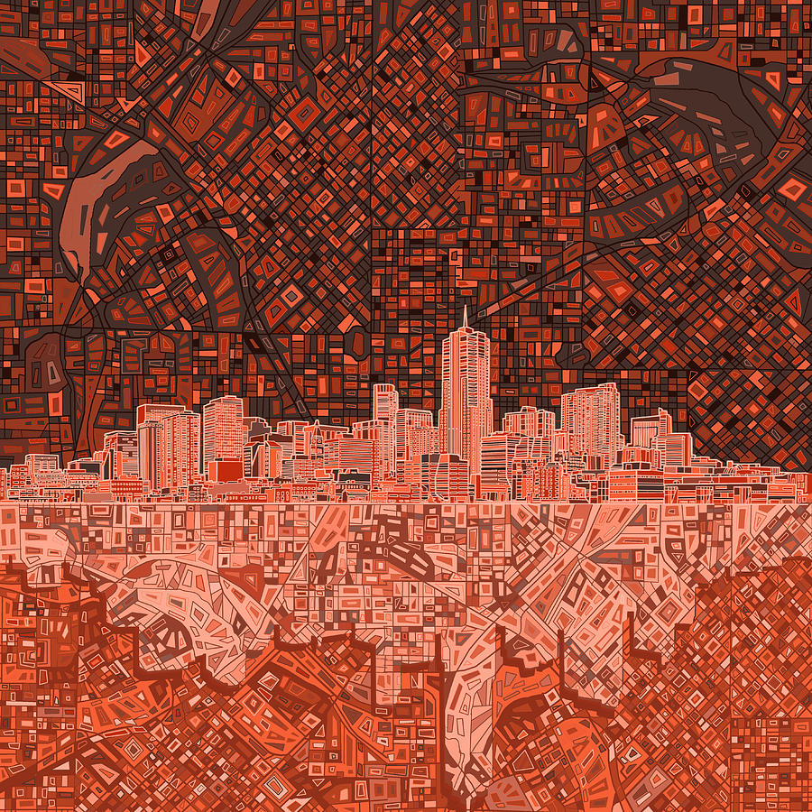 Denver Skyline Abstract 6 Painting by Bekim M