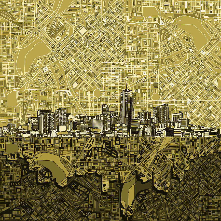 Denver Skyline Abstract 8 Painting by Bekim M