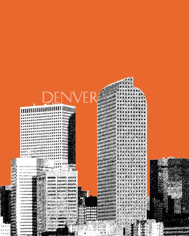 Denver Skyline - Coral Digital Art by DB Artist