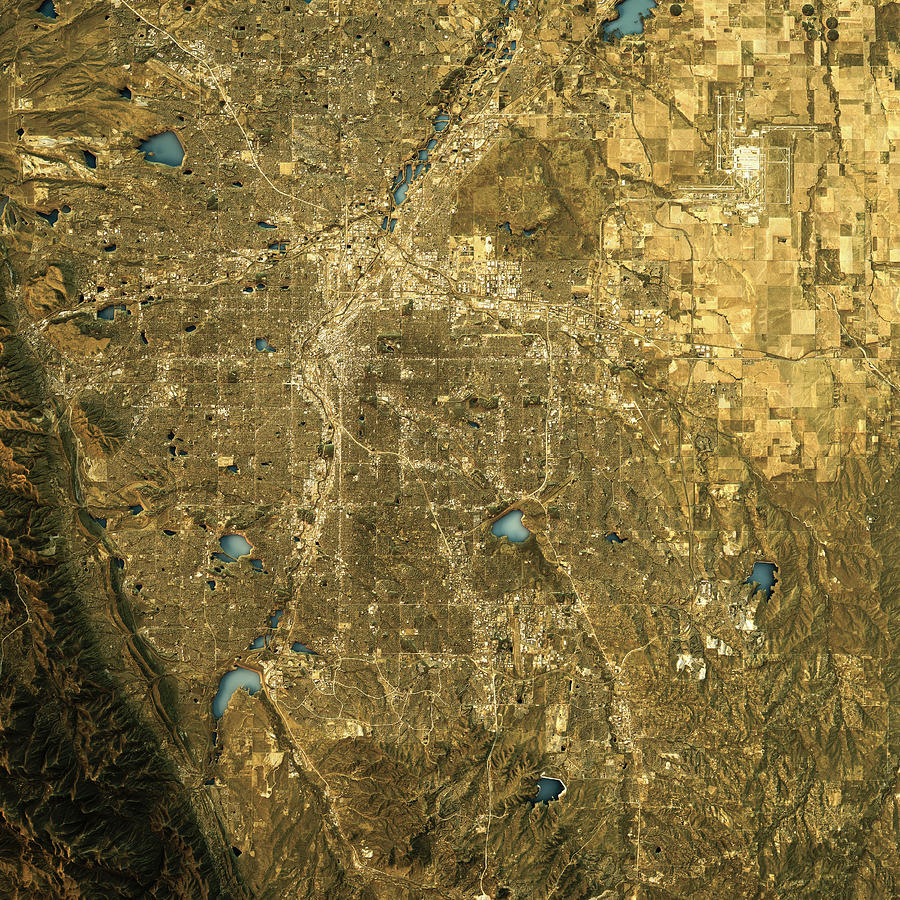 Denver Topographic Map Natural Color Top View Photograph by FrankRamspott