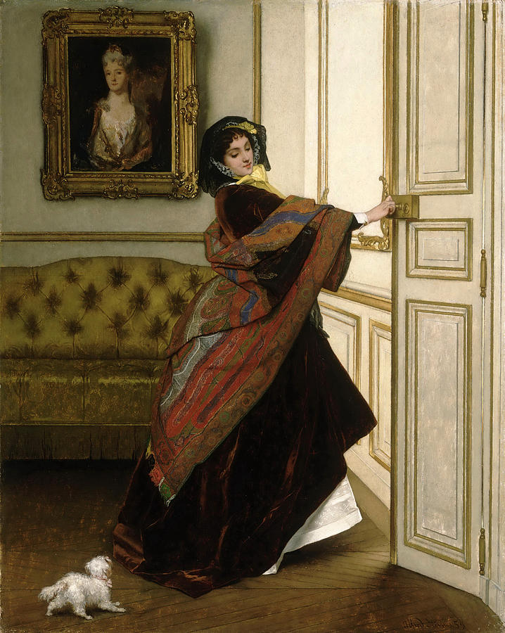 Departing for the Promenade  Will You Go Out with Me Fido Painting by Alfred Stevens
