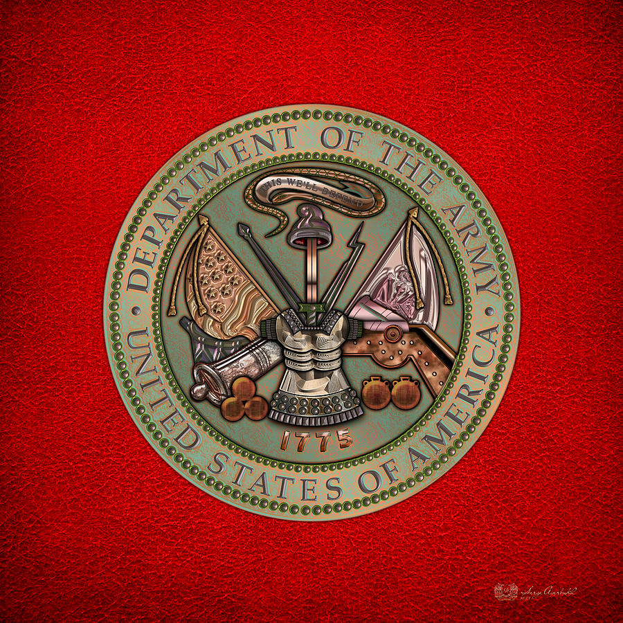 Department of the U. S. Army Bronze Seal Digital Art by Serge Averbukh
