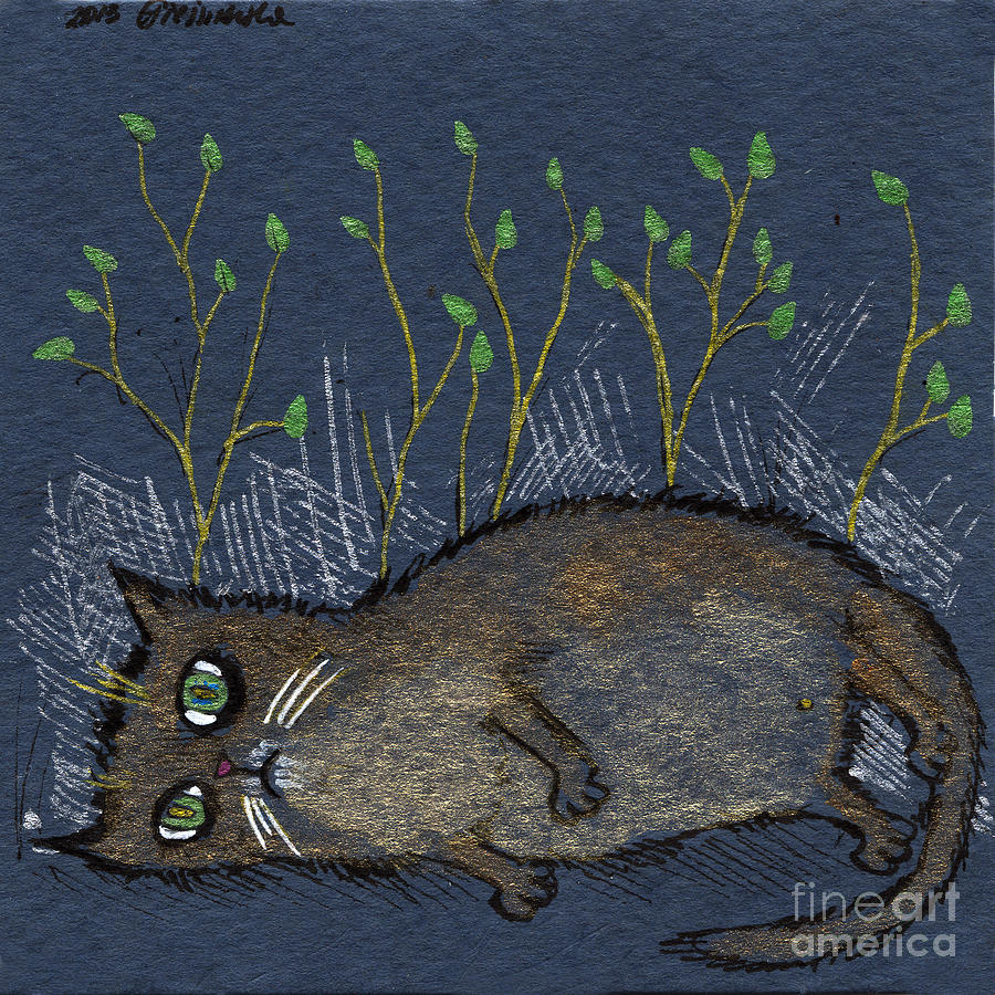 Cat Drawing - Depressed Cat by Ang El