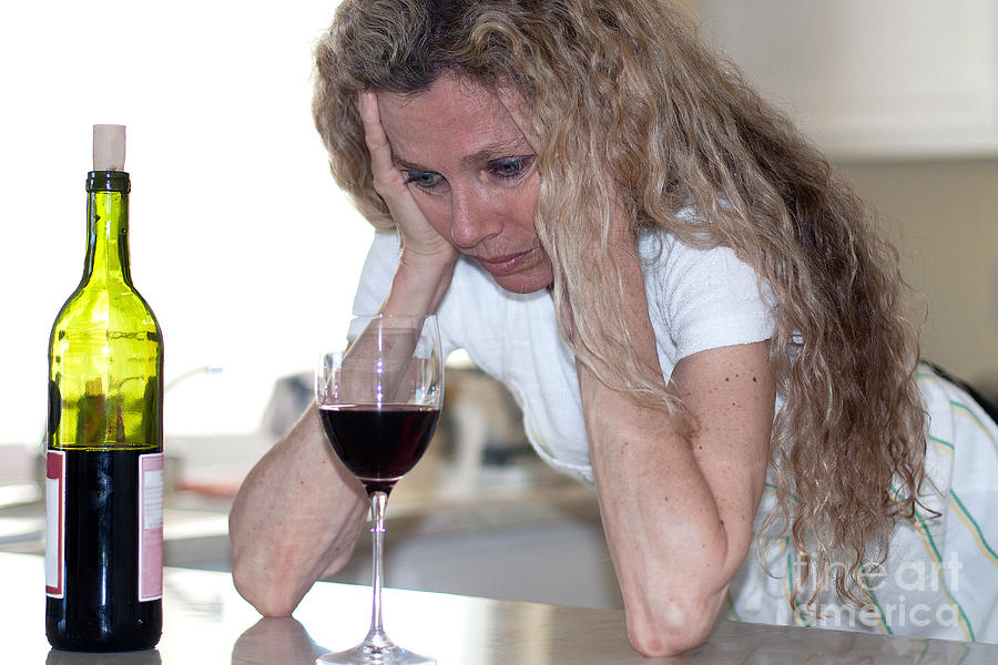 Wine Photograph - Depressed House Wife by Gunter Nezhoda