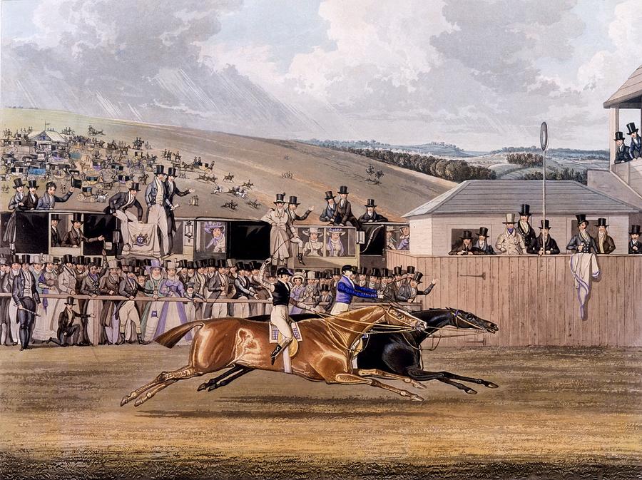 Horse Drawing - Derby Day At Epsom, 1828 by James Pollard