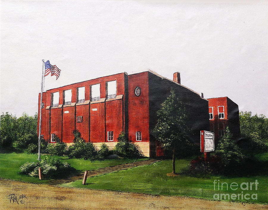 Tree Painting - Derby School House In Derby Ohio Pickaway County  by Rita Miller