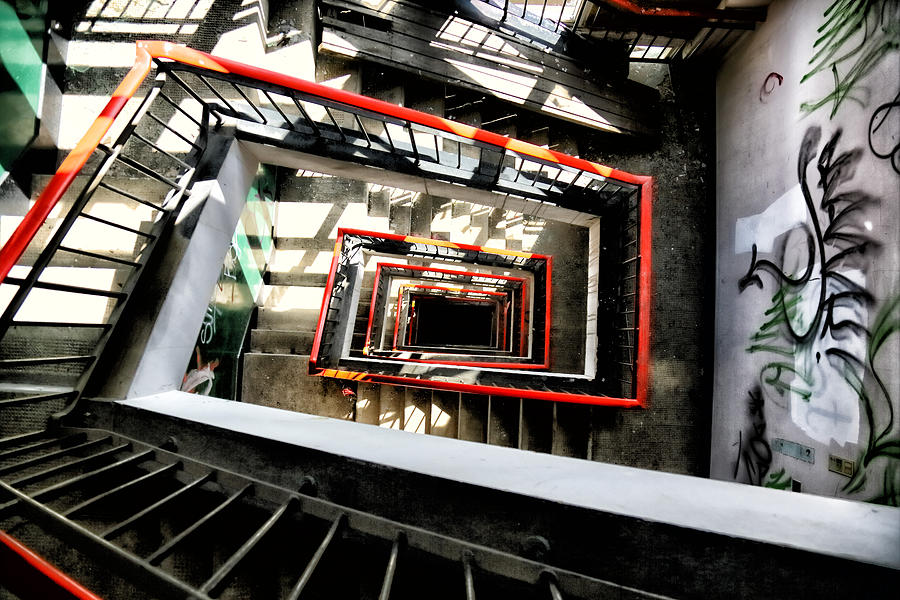 Architecture Photograph - Derelict stairwell by Russ Dixon