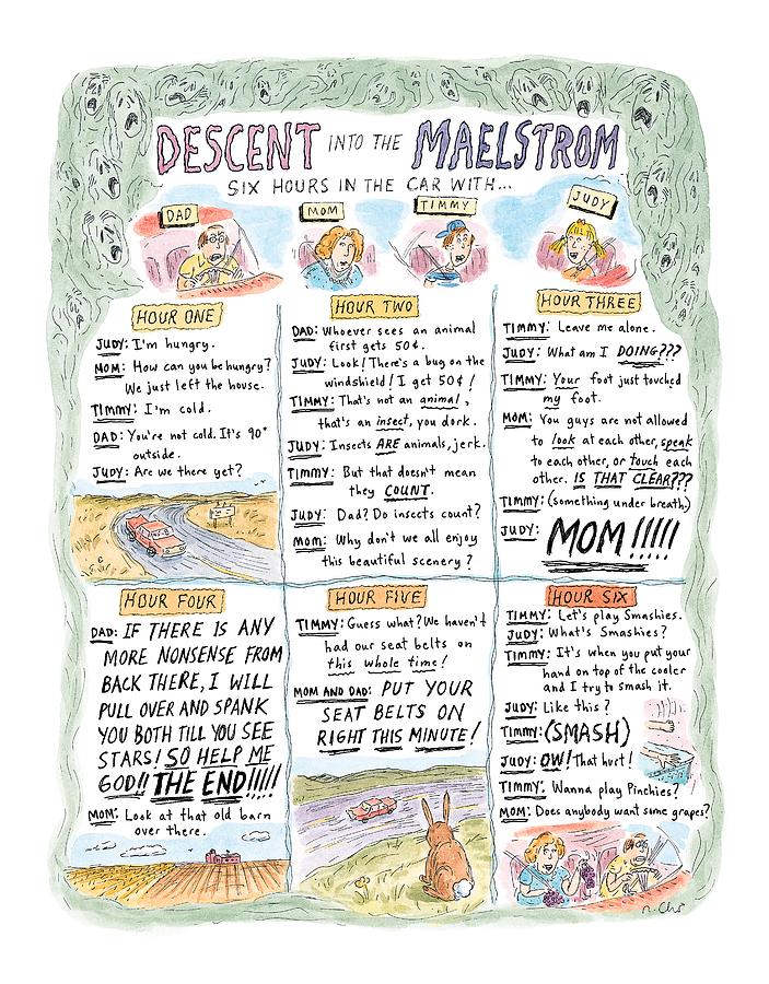 Autos Drawing - Descent Into The Maelstrom by Roz Chast