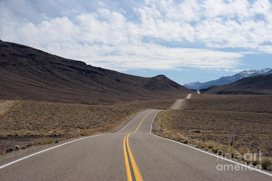 Mountain Photograph - Desert 2 Lane Highway by Ei Katsumata