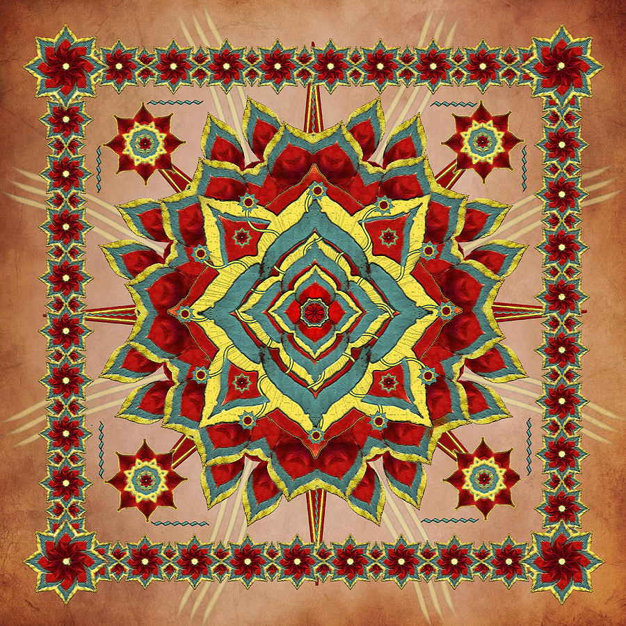 Desert Autumn Corals Mandala Digital Art by Deborah Smith