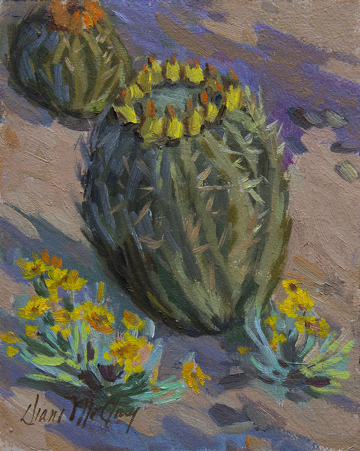 Flower Painting - Desert Barrel Cactus by Diane McClary