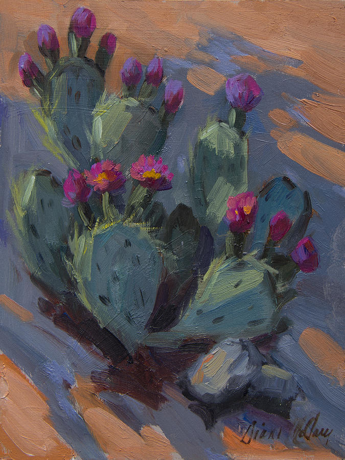 Desert Beaver Tail Cactus Painting by Diane McClary