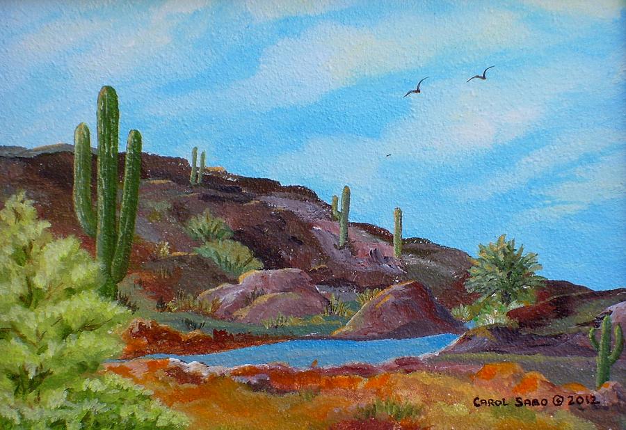 Desert Canyon Painting by Carol Sabo