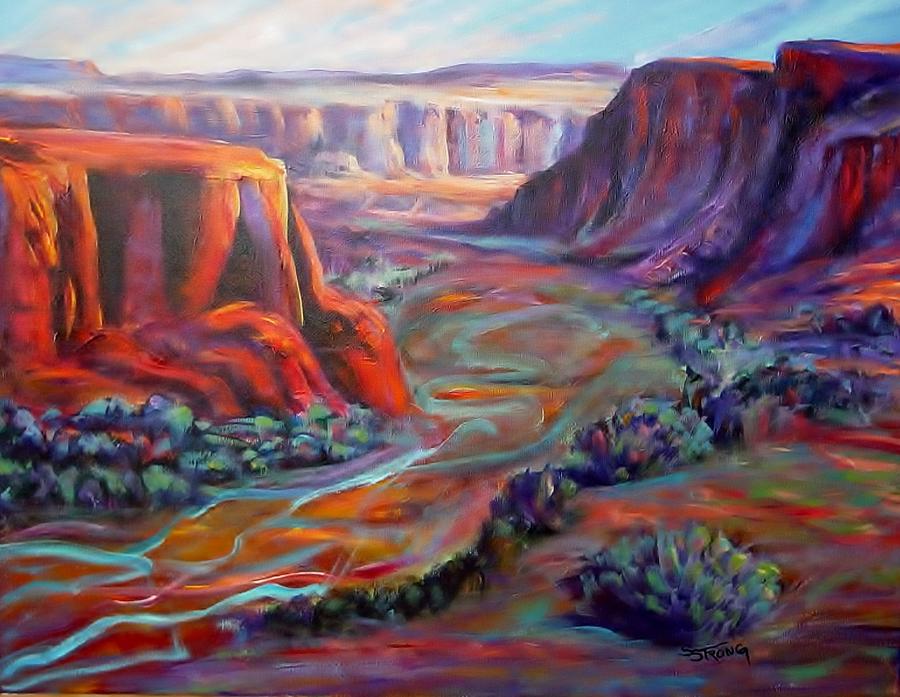 Desert Canyon Painting by Sherry Strong