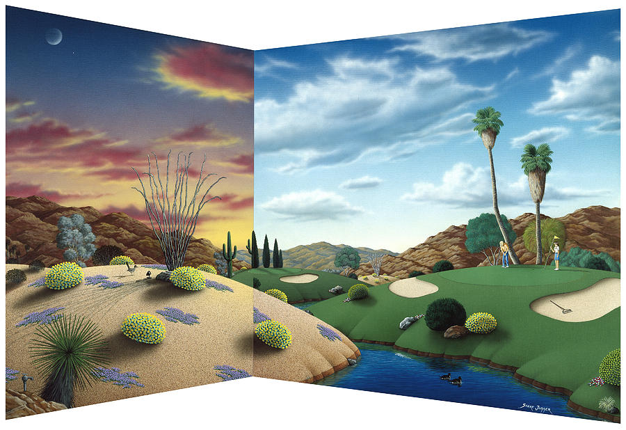 Golf Painting - Desert Golf by Snake Jagger
