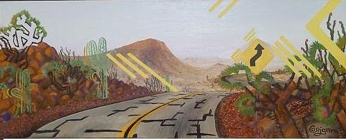 Desert Highway Speedscape Painting by David Corrigan