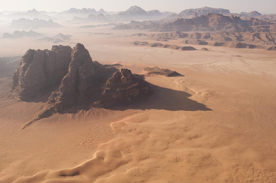 Desert Landscape at Dawn from the air Photograph by CreativeDream