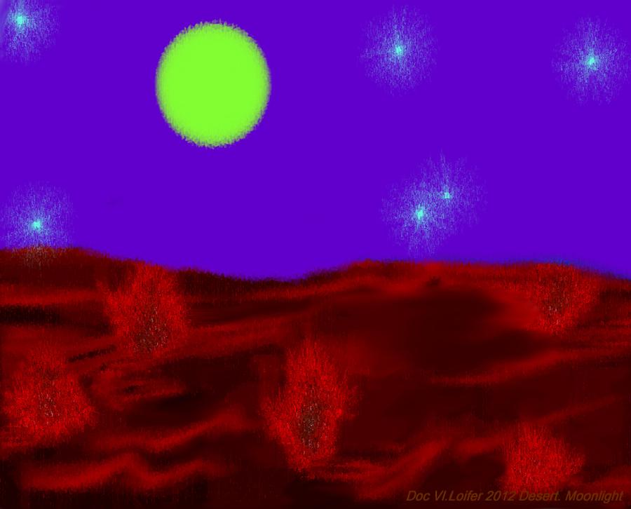 Desert. Moonlight. Digital Art by Dr Loifer Vladimir