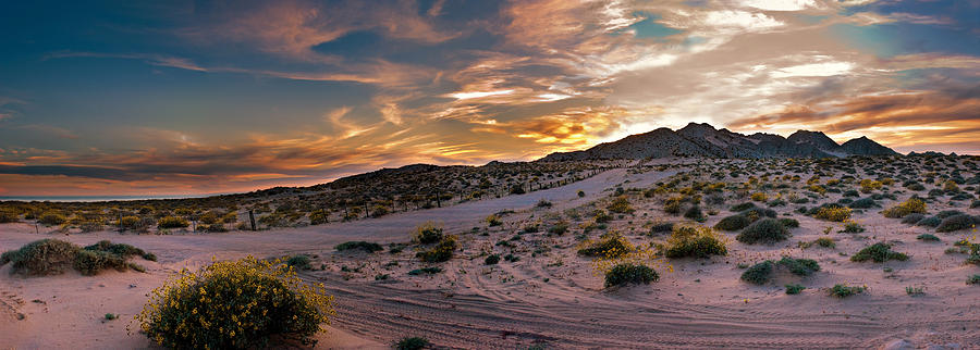 Desert Mountain Sunset Panorama Photograph by Dave Dilli
