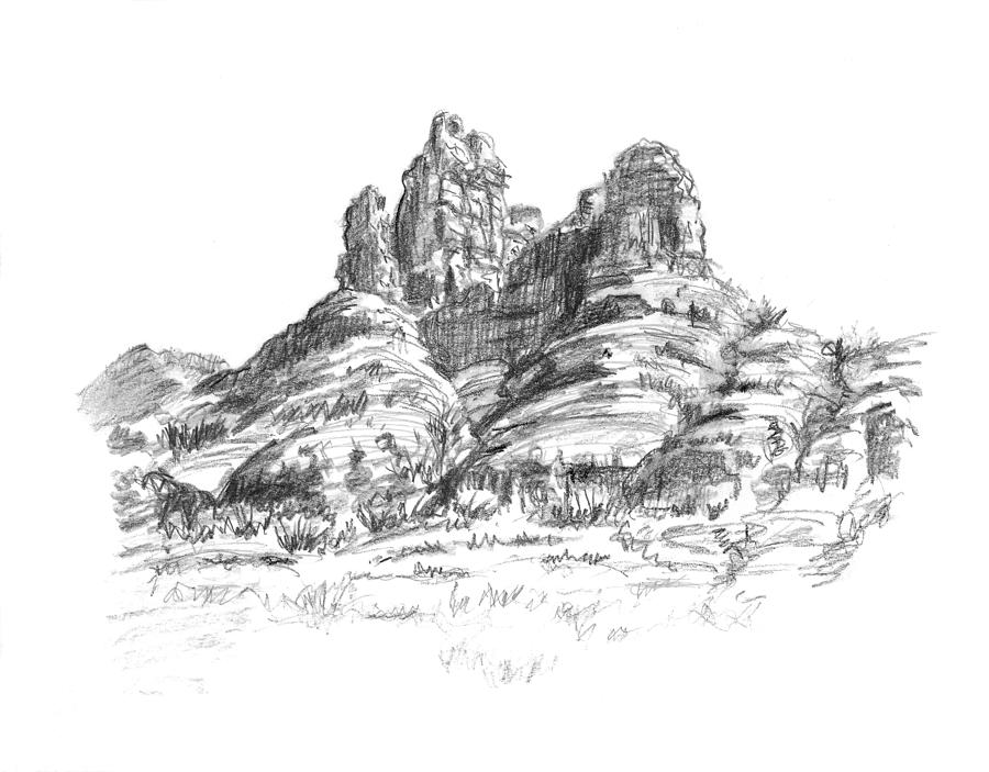 Desert Mountains Drawing by Sarah Parks