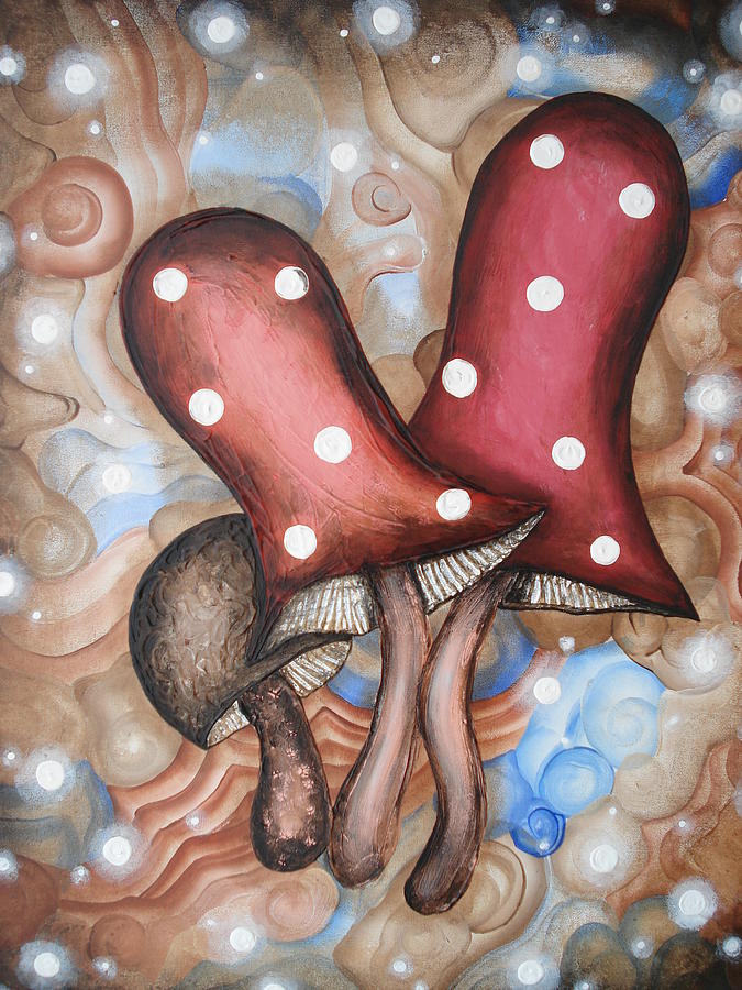 Desert Mushrooms Painting by Krystyna Spink