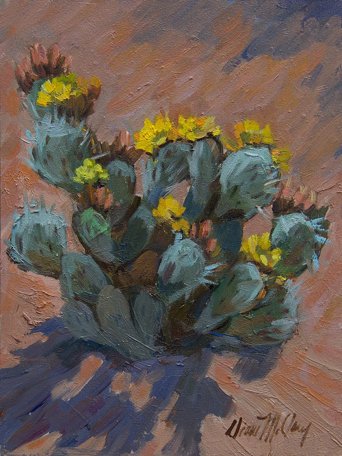 Desert Prickly Pear Cactus Painting by Diane McClary