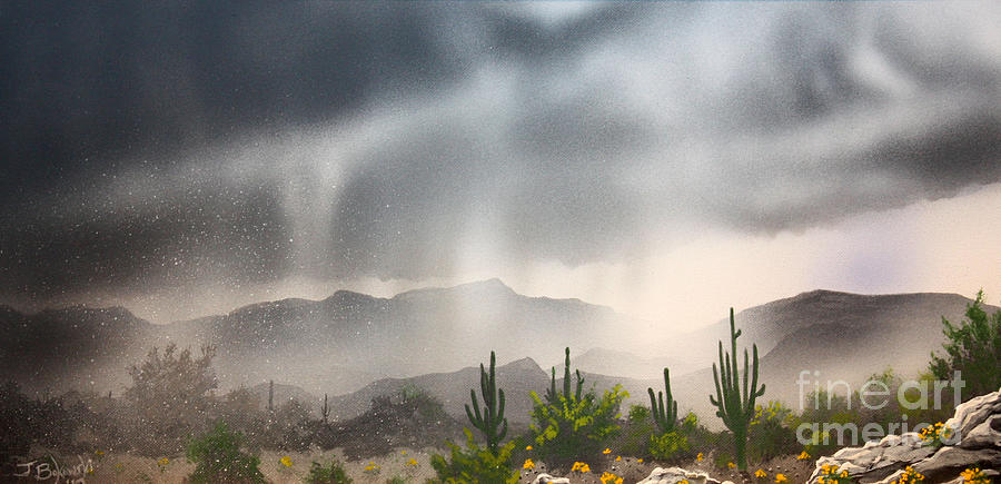 Desert Rain Painting by Jerry Bokowski