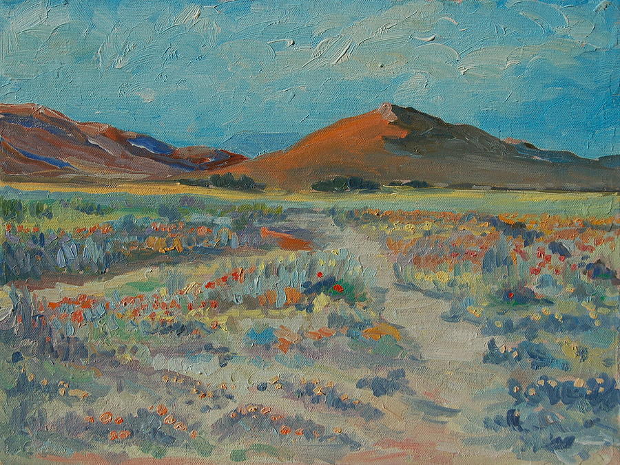 Desert Spring Flowers with Orange Hill Painting by Thomas Bertram POOLE