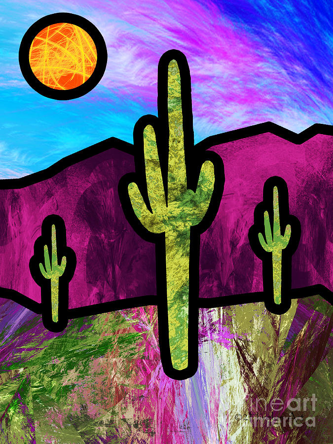 Mountain Painting - Desert Stained Glass by Two Hivelys