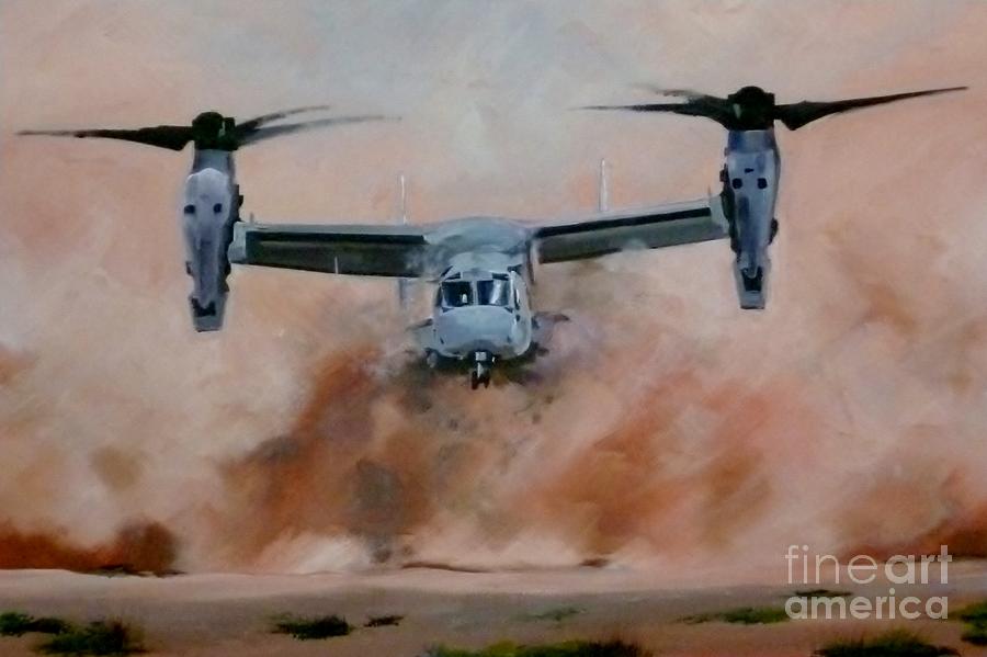 Desert Storm V22 Osprey Painting by Terence R Rogers
