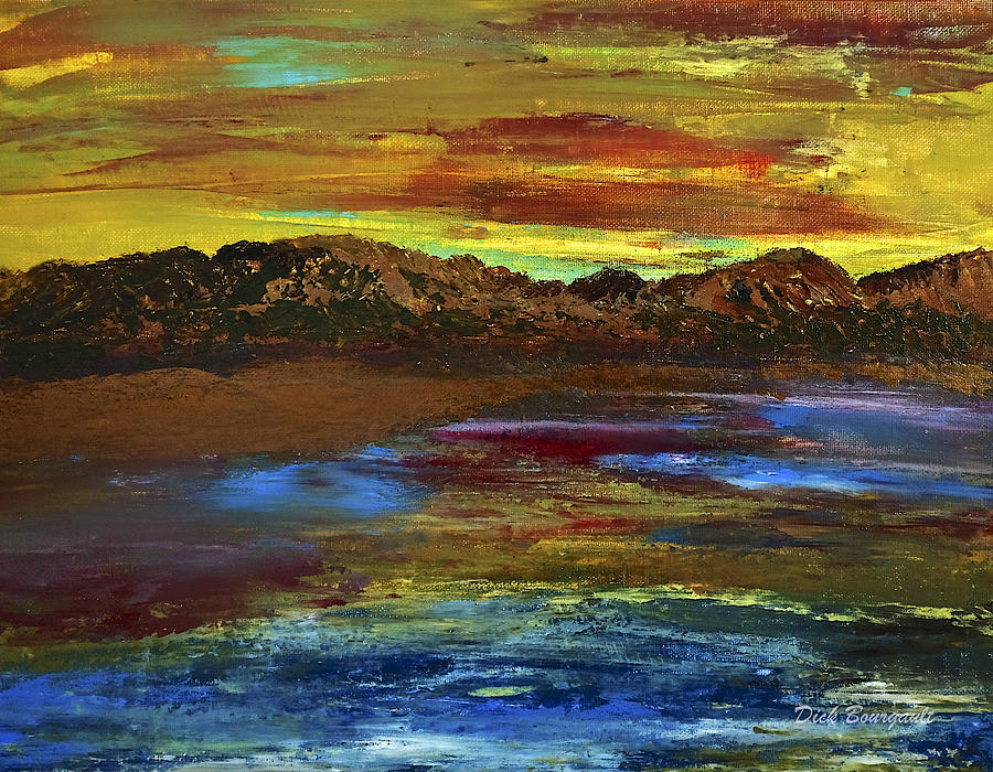 Desert Sunset Painting by Dick Bourgault
