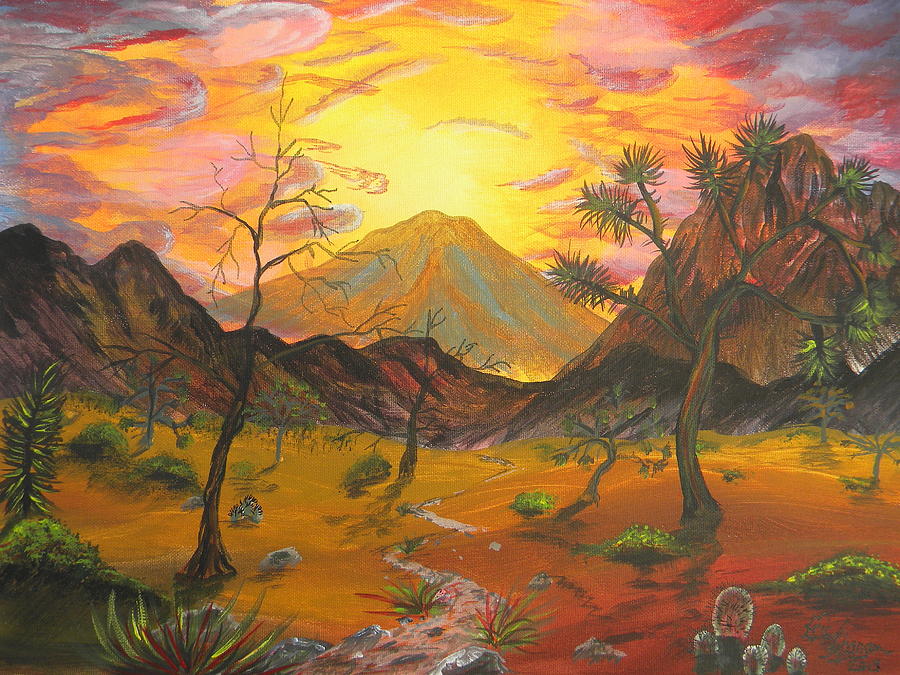 Desert Sunset Painting by Eric Johansen