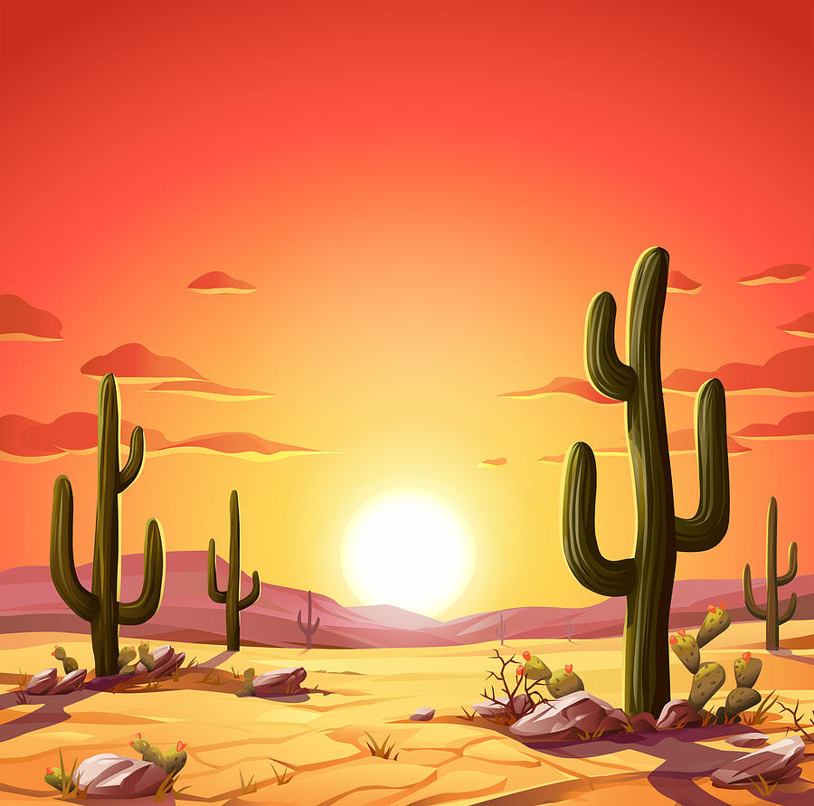 Desert Sunset Drawing by Kbeis