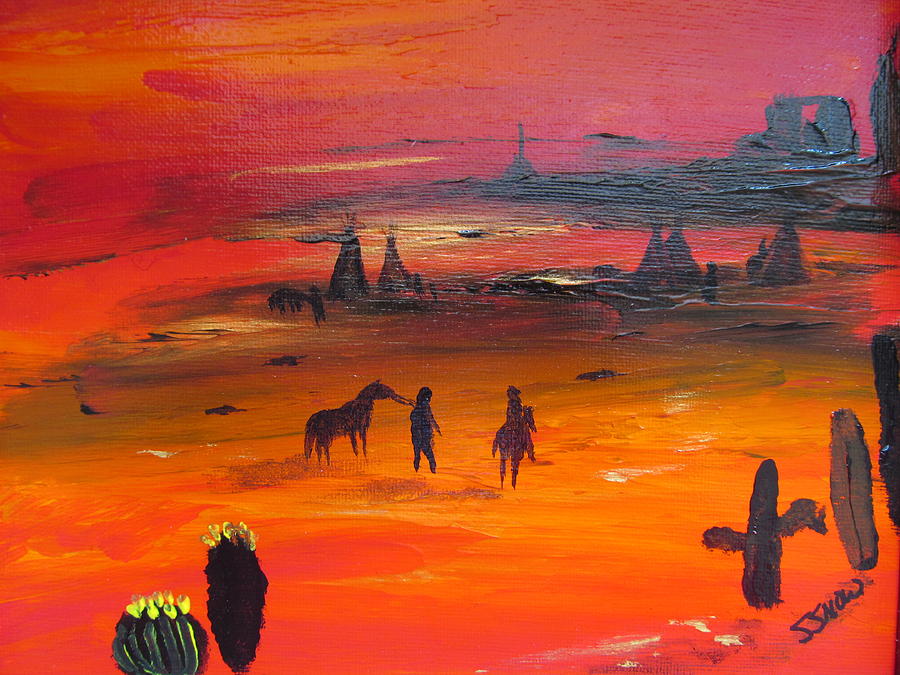 Desert Sunset Painting by Susan Voidets