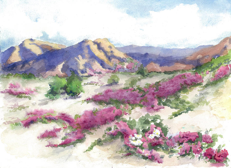 Desert Verbena Painting by Maria Hunt