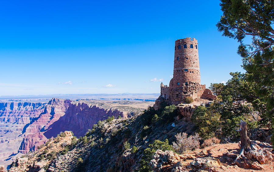 Grand Canyon National Park Photograph - Desert View Watchtower Overlook by John M Bailey