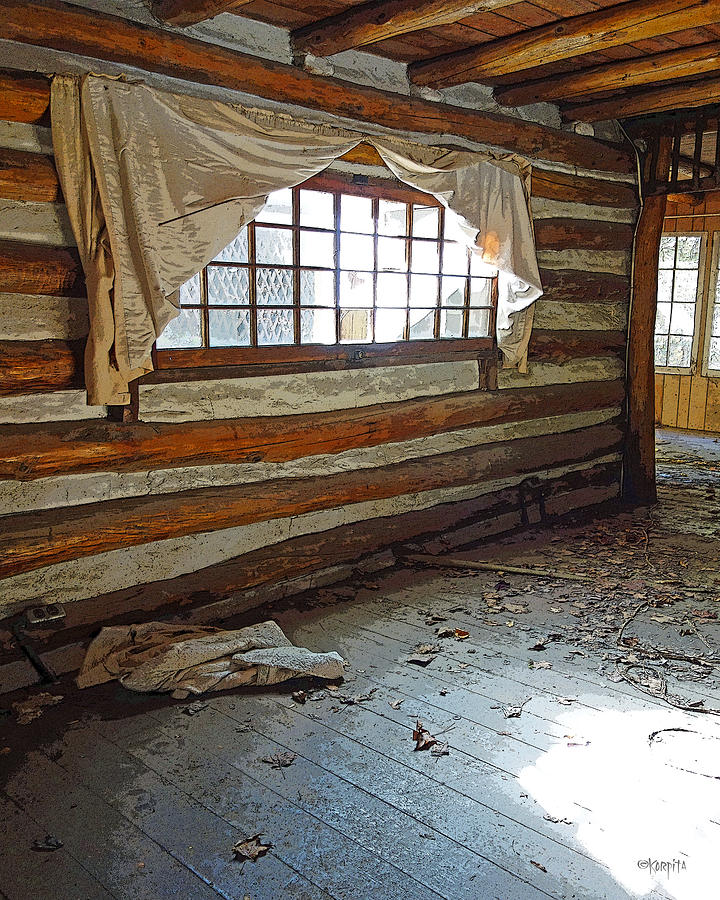 Deserted Log Cabin Interior - Light Through the Window Photograph by Rebecca Korpita