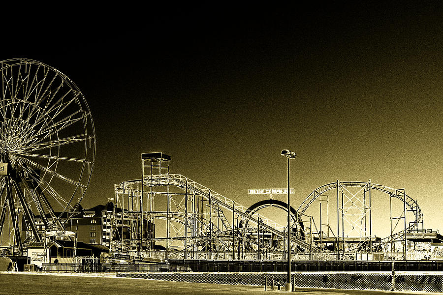 Deserted Ocean City Amusement Pier Painted Gold Photograph by Bill Swartwout