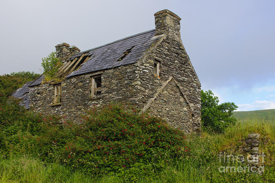 Landscape Photograph - Deserted Stone House, Ireland by John Shaw