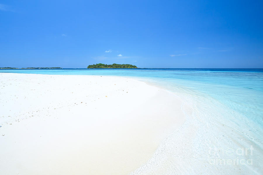 Deserted tropical beach and island in the Maldives Photograph by Matteo Colombo