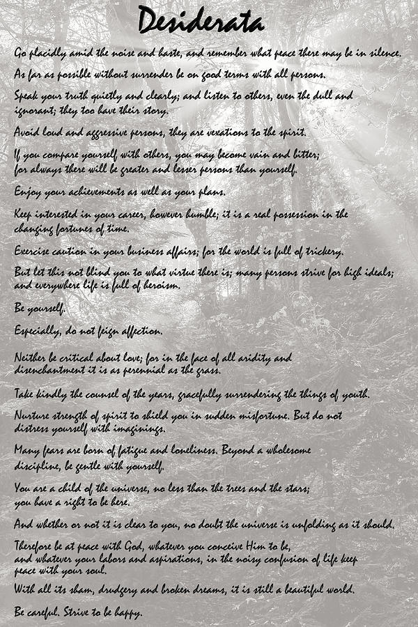 Desiderata Photograph by Wes and Dotty Weber