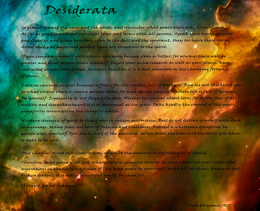 Desiderata over a star formation Photograph by Eti Reid