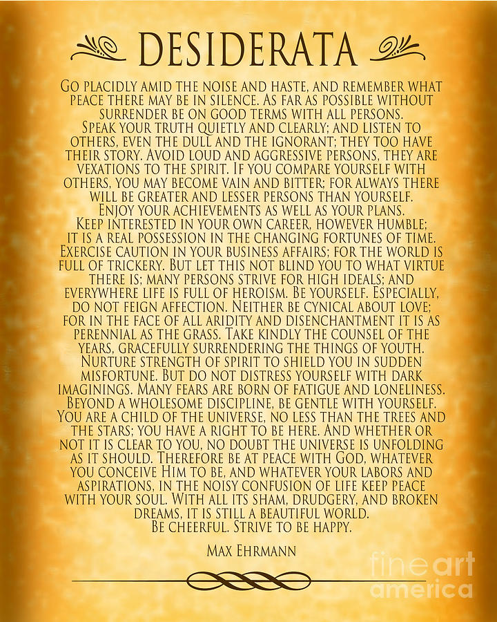 Desiderata - Parchment Design Digital Art by Ginny Gaura