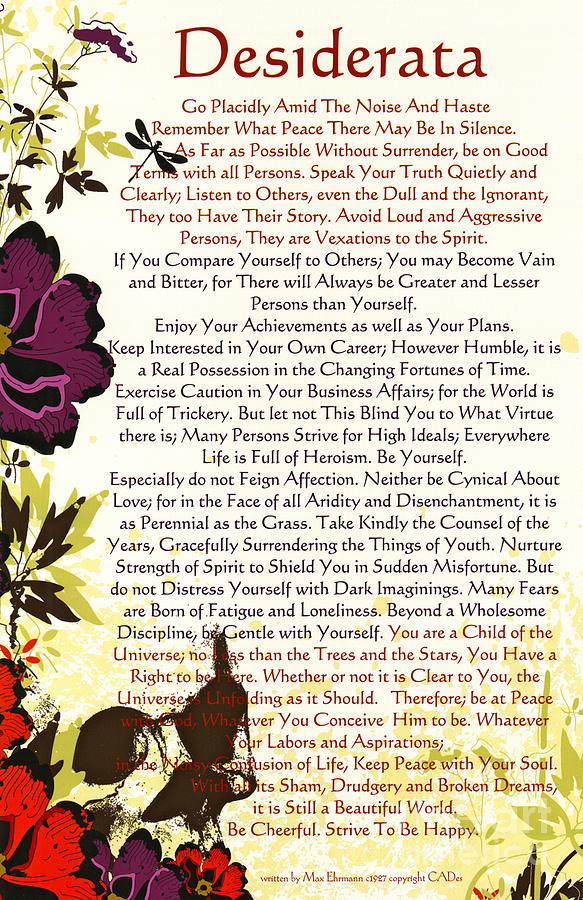 Desiderata Poem Surrounded By Poppies Mixed Media by 