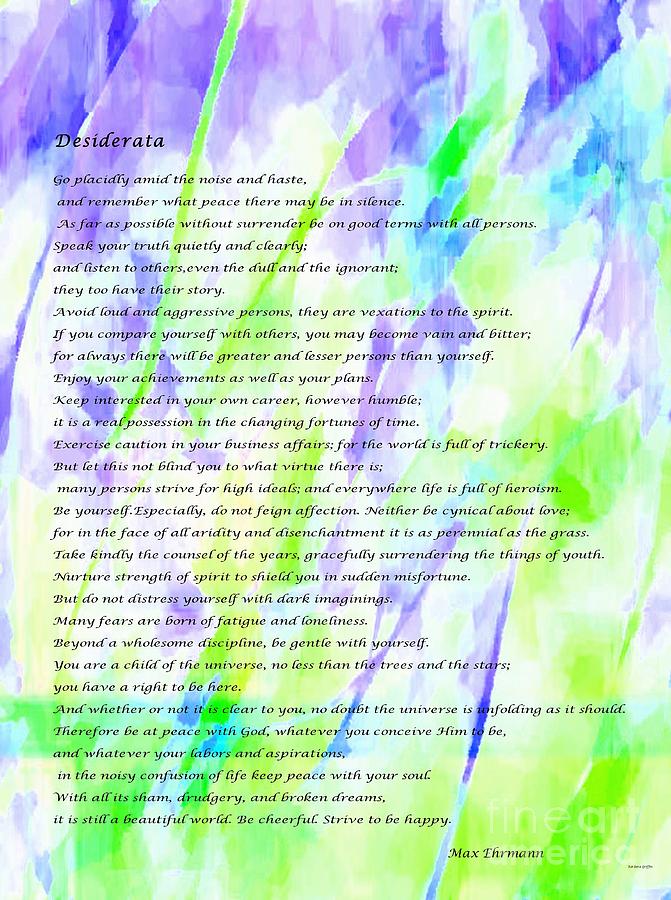 Desiderata Watercolor Abstract Mixed Media by Barbara A Griffin