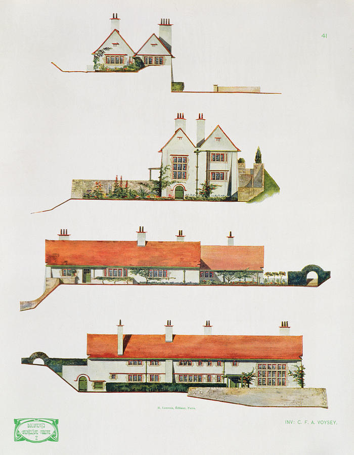 Design For A Small Country House, Early Drawing by Charles Francis Annesley Voysey