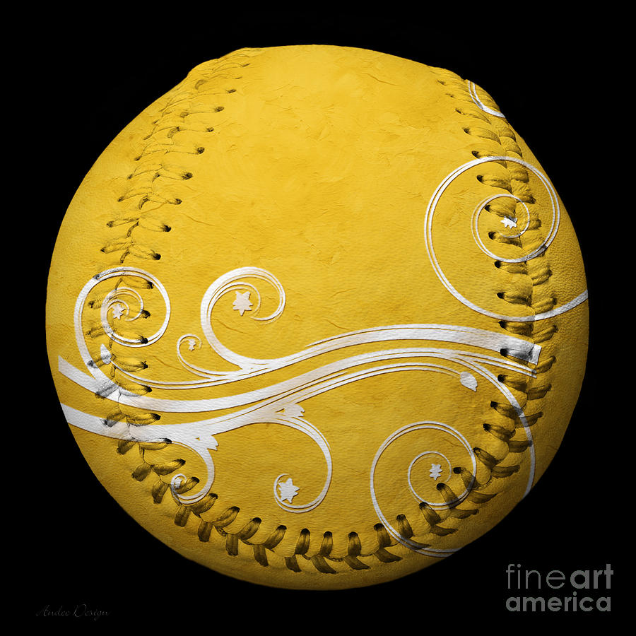 Designer Yellow Baseball Square Photograph by Andee Design
