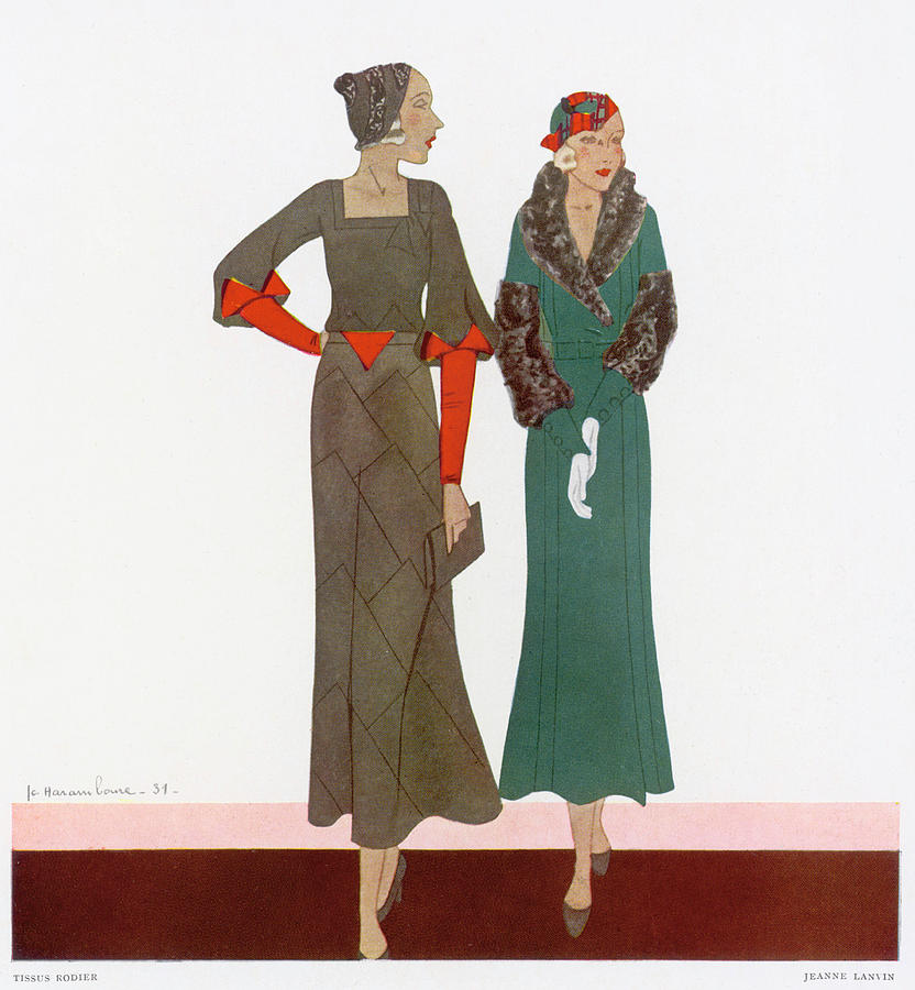 Designs By Jeanne Lanvin A Green Dress Drawing by Mary Evans Picture ...