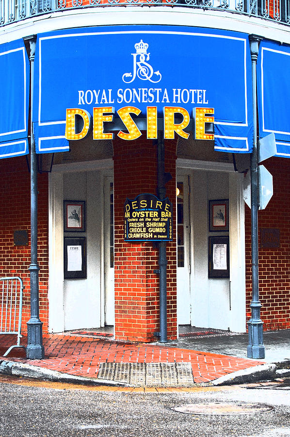 Desire Corner Bourbon Street French Quarter New Orleans Film Grain Digital Art Photograph by Shawn OBrien